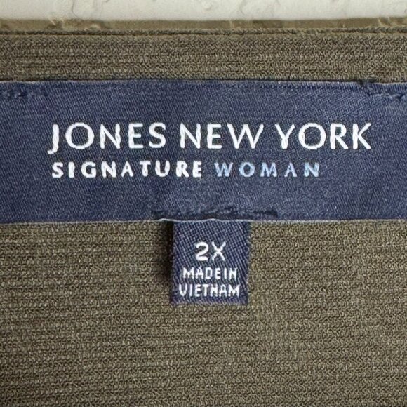 NWOT Jones NY Signature Woman Blouse sz XL Dressy Olive Green Lacey 3/4 Sleeves - Picture 4 of 12